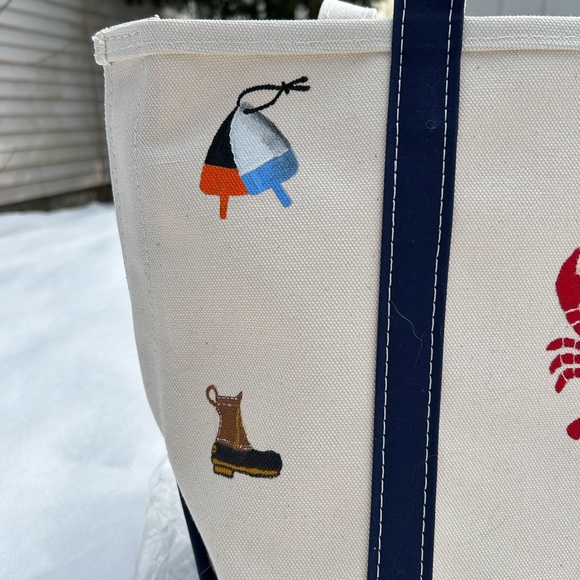 L.L. Bean Cream Tote Painted - Picture 2 of 5